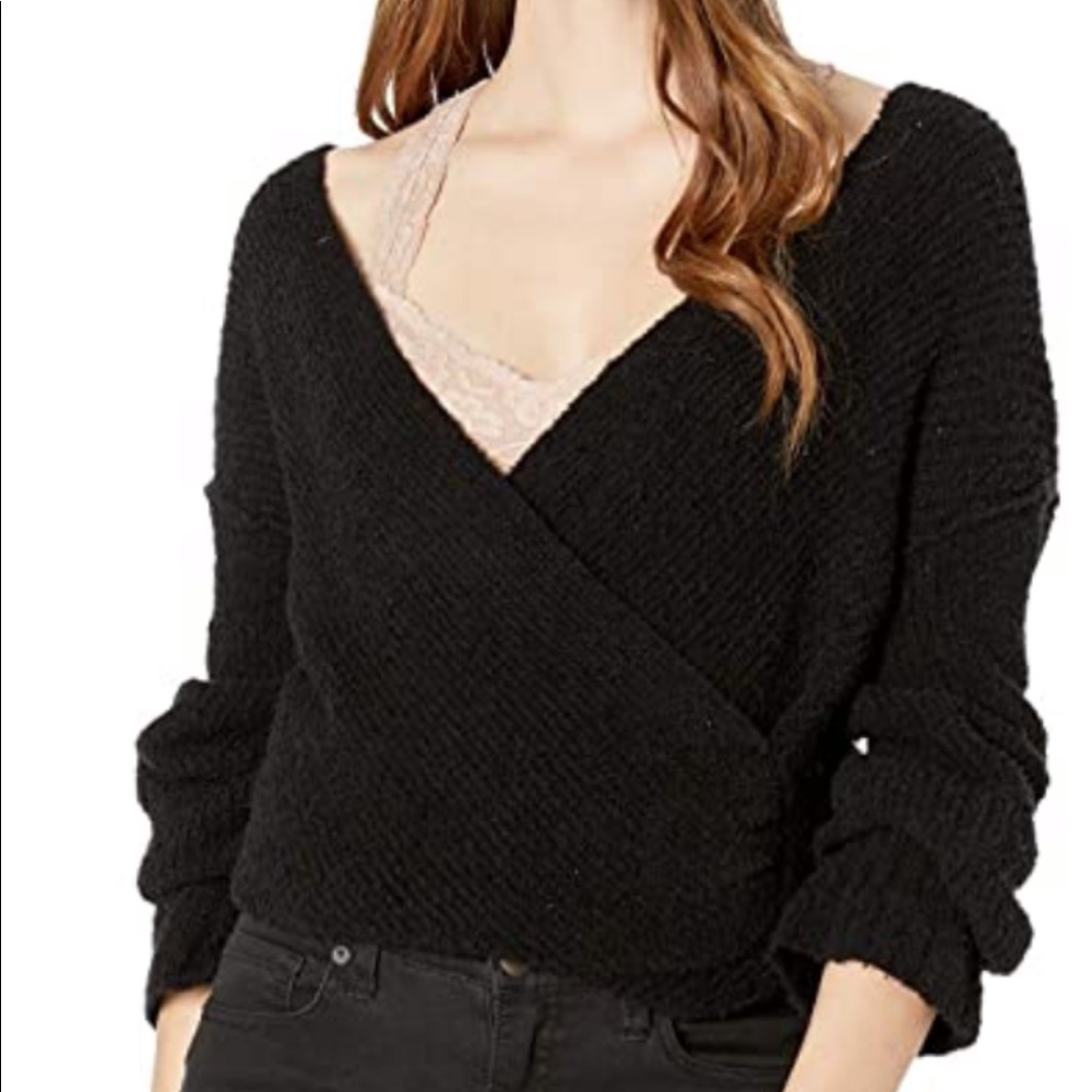 Free People Sensual Wrap Sweater - Black